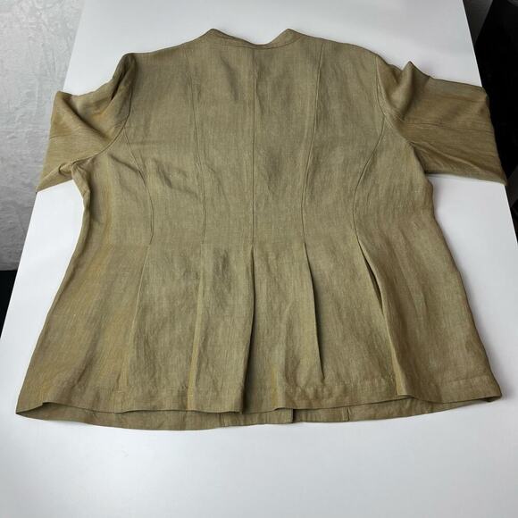 Eileen Fisher Crinkle Round Neck Jacket Lightweight Button Up Linen Blend L NWT - Picture 9 of 16